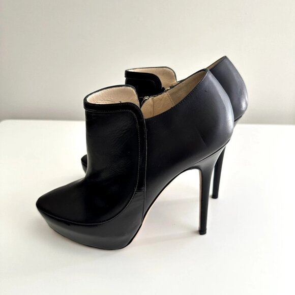 JIMMY CHOO 'Decoy' Black Leather Platform Ankle Booties Boots Size 38.5 - Picture 4 of 14